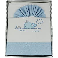 Juego de Sábanas para Cuna- Conjunto de Sábanas Bebé 3 Pcs 100% Algodón. (Ballena Azul)
